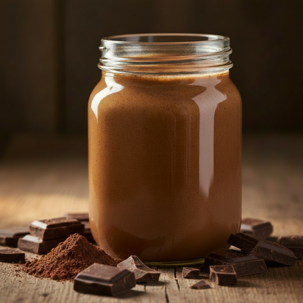 Chocolate Powder Infused Honey in a Mason Jar