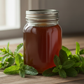 Mint Infused Honey - Mint Sprigs Around Jar