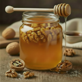 Toasted Walnut Infused Honey in a Mason Jar