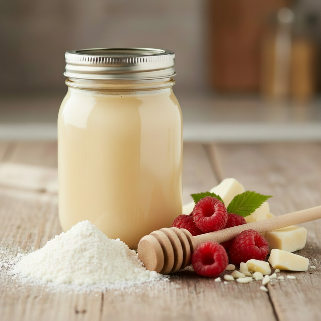 White Cacao and Raspberry Honey - Prominent Cacao Powder Pile